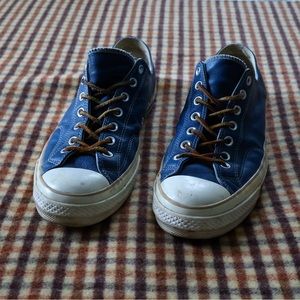 Leather low top converse with leather strings. Men’s size 11.5